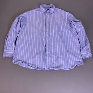 Spier & Mackay Oxford Shirt Button Down Mens Size 18/36 Blue White Striped Flaw*
